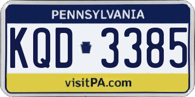 PA license plate KQD3385
