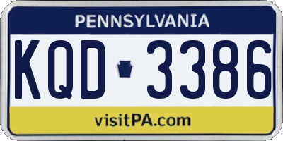PA license plate KQD3386