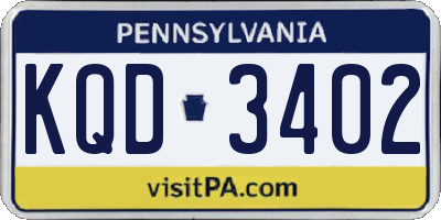 PA license plate KQD3402