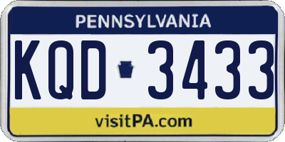 PA license plate KQD3433