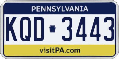 PA license plate KQD3443