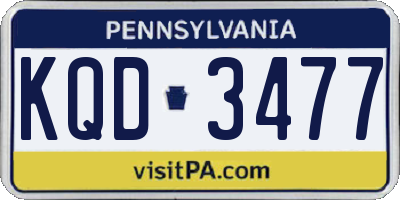 PA license plate KQD3477