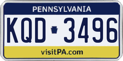 PA license plate KQD3496