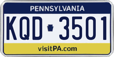 PA license plate KQD3501