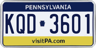 PA license plate KQD3601