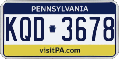 PA license plate KQD3678