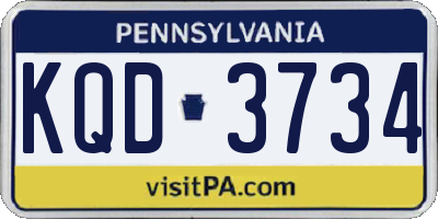 PA license plate KQD3734
