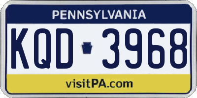 PA license plate KQD3968