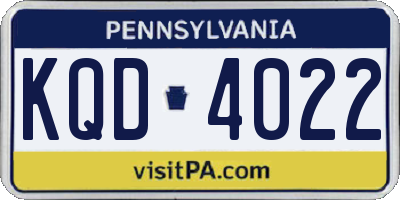 PA license plate KQD4022