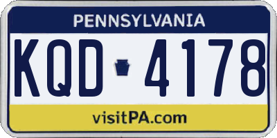 PA license plate KQD4178