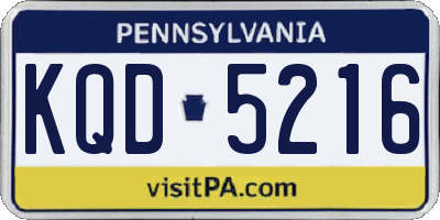 PA license plate KQD5216