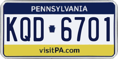 PA license plate KQD6701