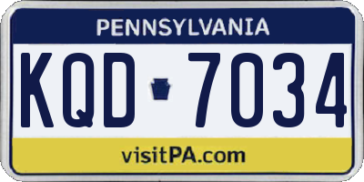 PA license plate KQD7034