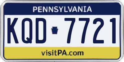 PA license plate KQD7721