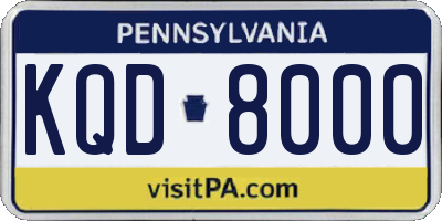 PA license plate KQD8000