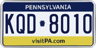 PA license plate KQD8010