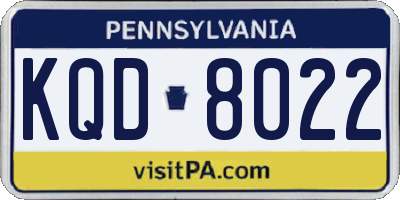 PA license plate KQD8022