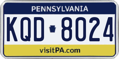 PA license plate KQD8024
