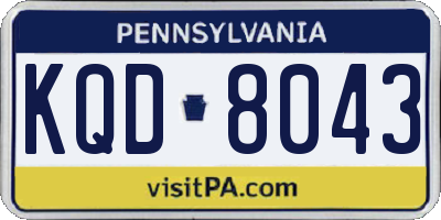 PA license plate KQD8043