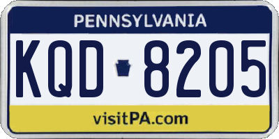 PA license plate KQD8205