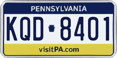 PA license plate KQD8401
