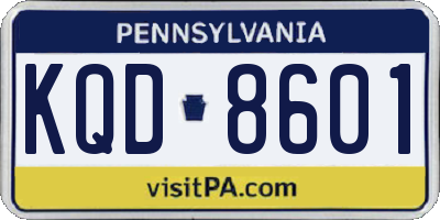 PA license plate KQD8601