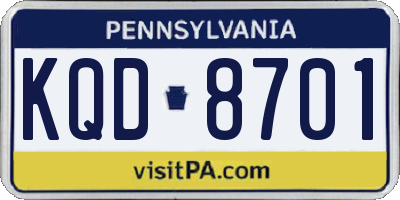 PA license plate KQD8701