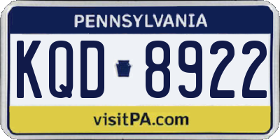 PA license plate KQD8922