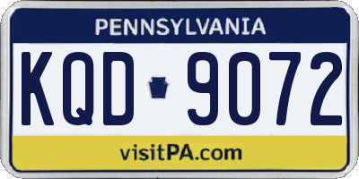 PA license plate KQD9072