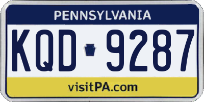 PA license plate KQD9287