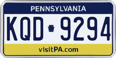 PA license plate KQD9294