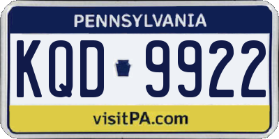 PA license plate KQD9922