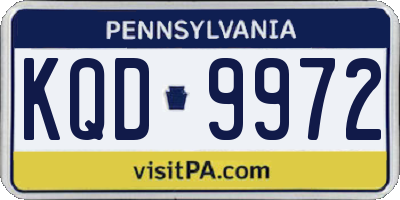 PA license plate KQD9972