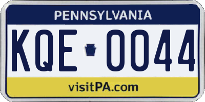 PA license plate KQE0044