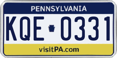 PA license plate KQE0331