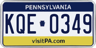 PA license plate KQE0349