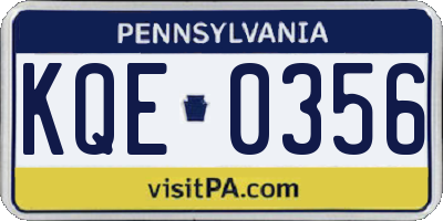 PA license plate KQE0356