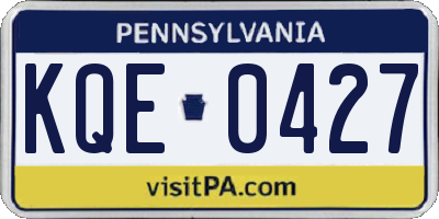 PA license plate KQE0427