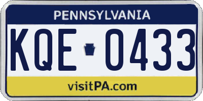 PA license plate KQE0433