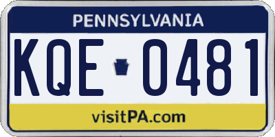 PA license plate KQE0481