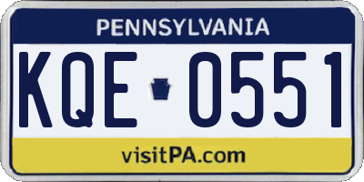 PA license plate KQE0551