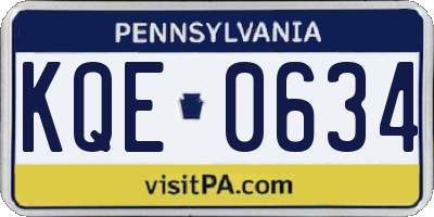 PA license plate KQE0634