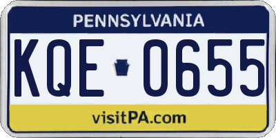 PA license plate KQE0655