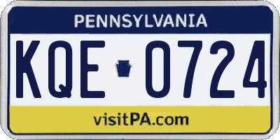 PA license plate KQE0724