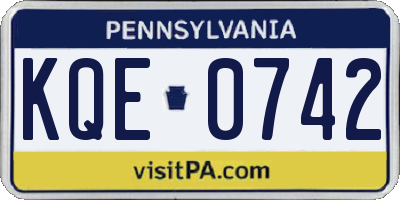 PA license plate KQE0742