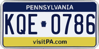 PA license plate KQE0786
