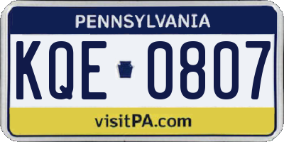PA license plate KQE0807