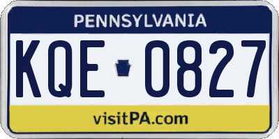 PA license plate KQE0827