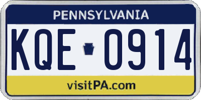 PA license plate KQE0914