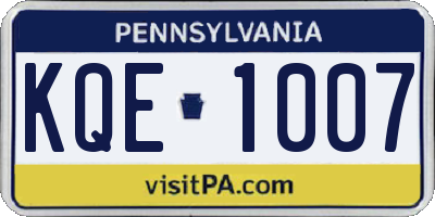 PA license plate KQE1007